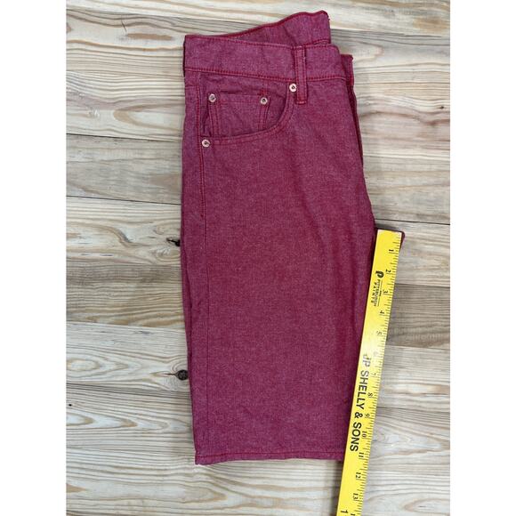Levi's 504 Men's Regular Fit Bermuda Denim Jean Shorts Size 30 Red Five-Pocket - Picture 6 of 6